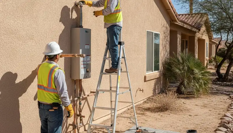 Las Vegas NV plumber repairing a plumbing fixture for a residential service call