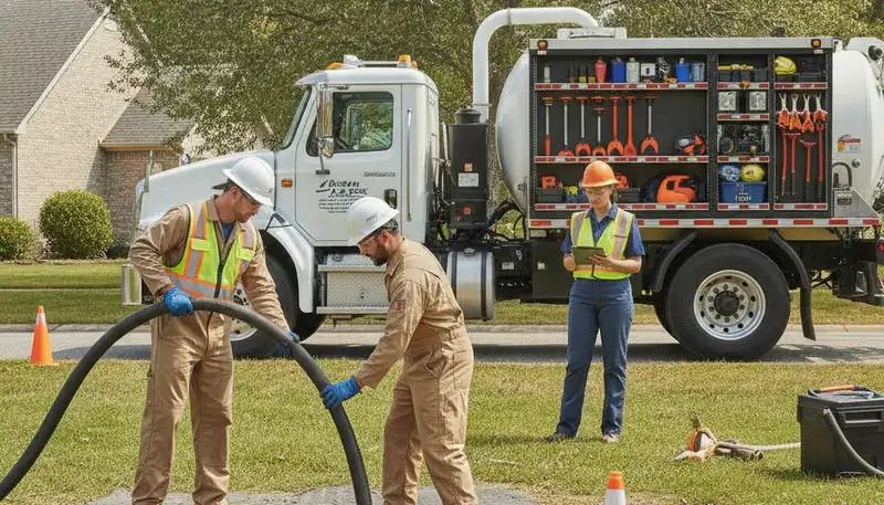Septic pumping service truck for Las Vegas, NV homes by On Call Plumbers