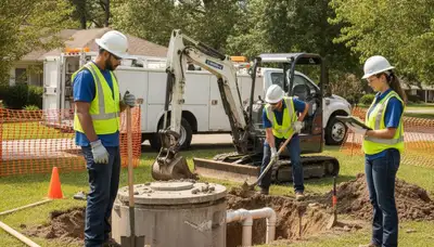 Las Vegas, NV plumber repairing a septic system for a home service call