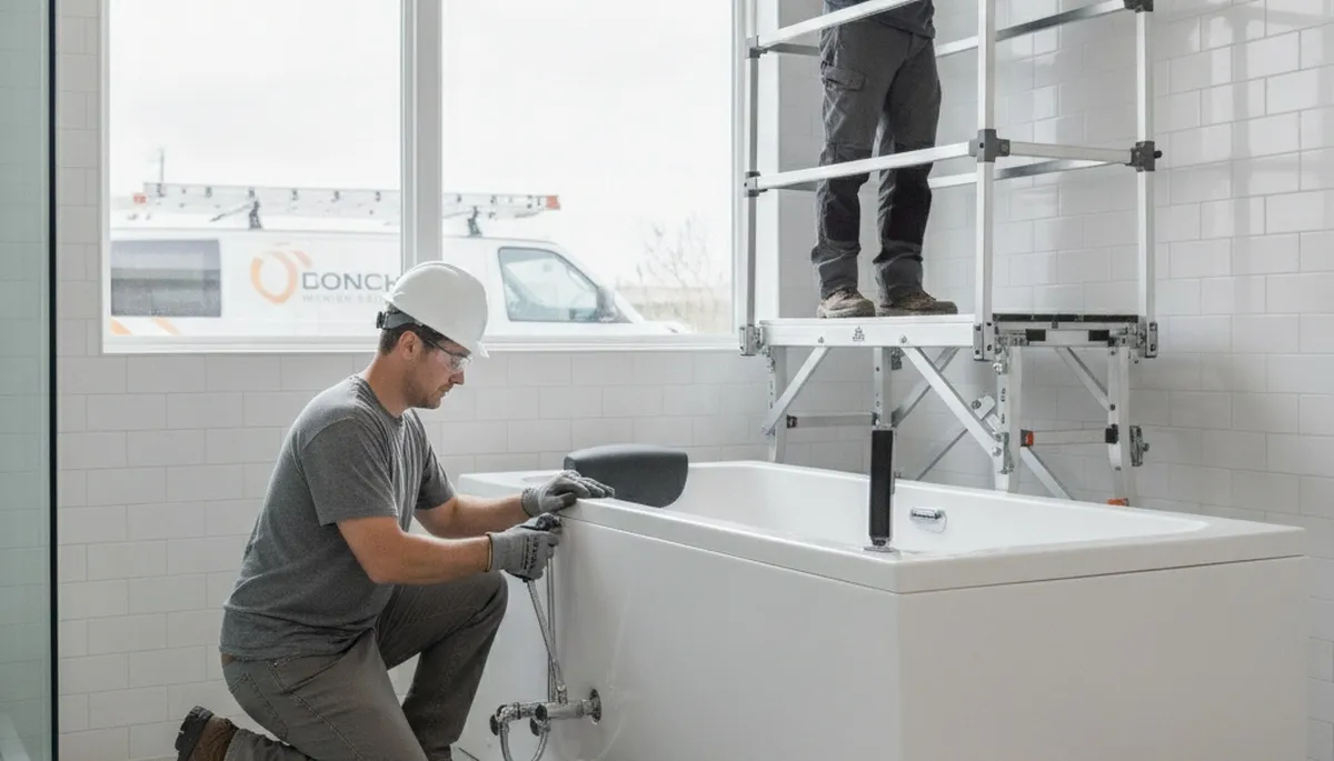 Walk-in tub installation by Las Vegas, NV plumbers for safe, comfortable home bathing